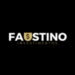 Logotipo investimentos moderno em branco e amarelo